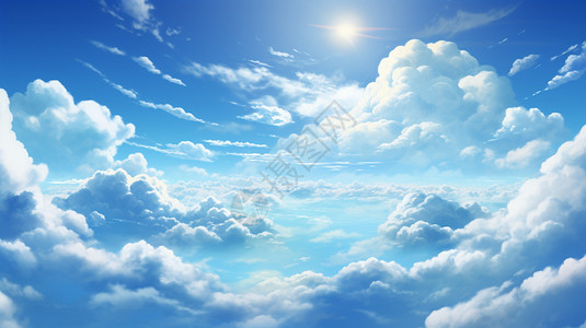 蓝天下的太阳和白云图片