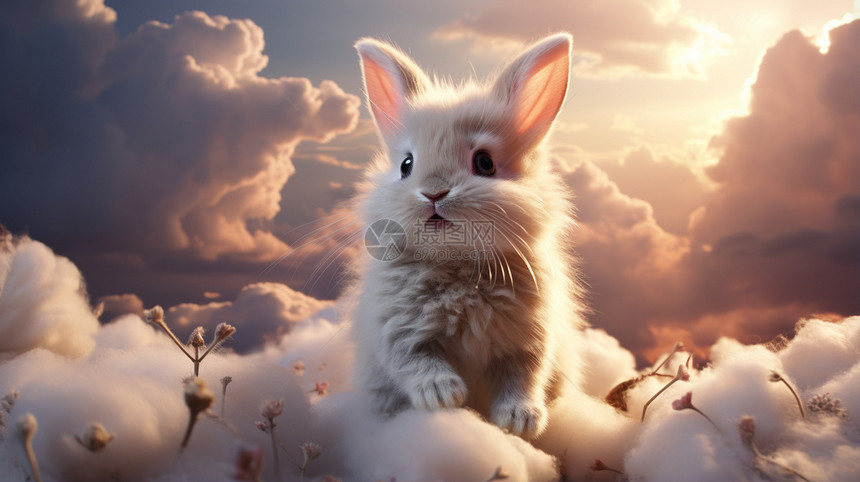 云中的小兔子图片