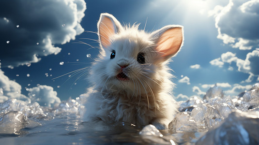 阳光下的小兔子图片
