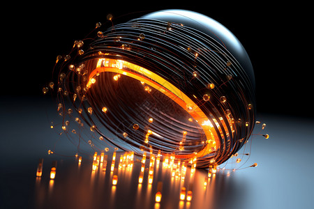 3D发光的复杂圆形电路图片