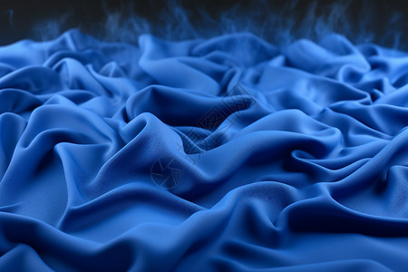 蓝色织物波浪褶皱图片
