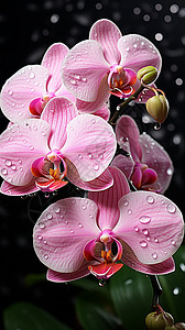 蝴蝶兰花朵上的雨滴图片