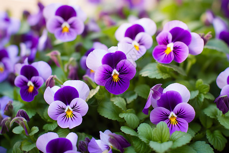 花朵丛生中的紫罗兰背景