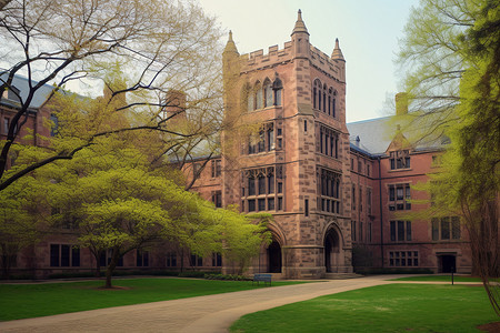 绿树掩映的大学校园图片