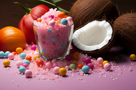 椰子糖果甜蜜的彩虹巧克力背景