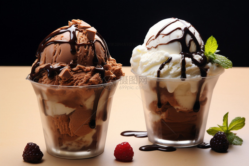 双杯美味冰淇淋图片