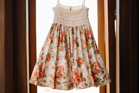 可爱图案裙子花朵印花图案的衣服背景