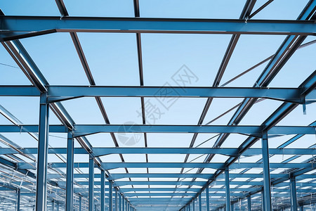蓝色钢铁结构工厂钢铁结构背景