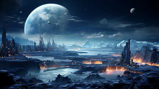 科幻外星城市背景图片