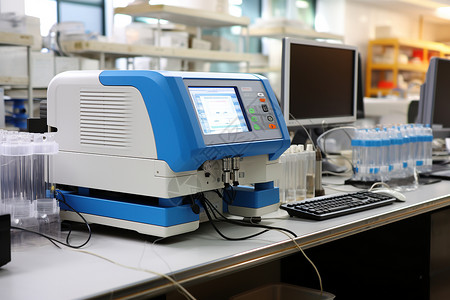分析仪实验室中的计算机与显示屏背景