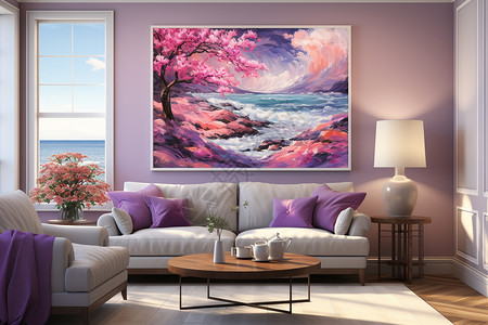 樱花装饰浪漫的客厅装饰设计图片