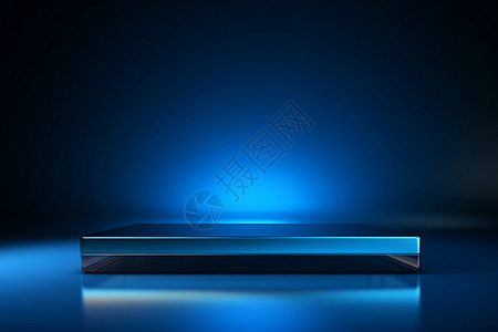 金属盒子样机高科技蓝色盒子背景