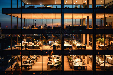 巨幕灯光下的现代城市高清图片