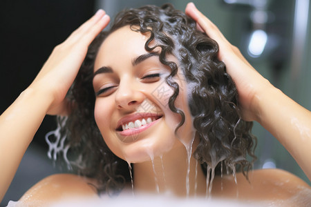 水中洗发的女人背景图片