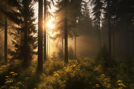 阳光撒遍森林图片