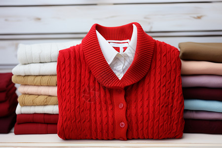 红色厚外套红色毛衣外套背景