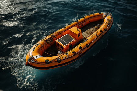 漂浮在海洋上的救生艇图片