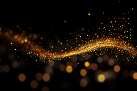 金色粒子素材飞舞的金粉曲线背景