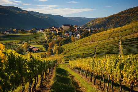 植物元素山葡萄种植葡萄的村庄背景
