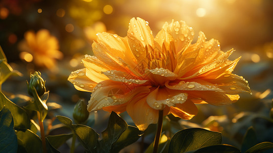 阳光洒落在花瓣间背景图片