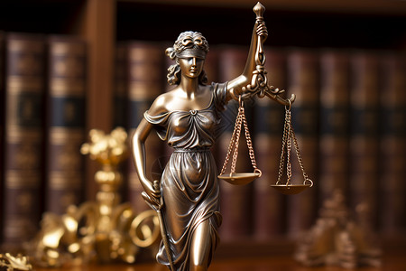 公证员正义与法律女神雕像背景