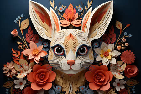 多彩的传统兔头背景图片