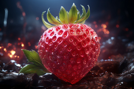 红色晶体草莓的晶体插画