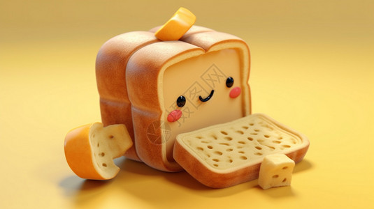 奶酪饼干可爱3D面包效果图设计图片