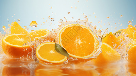橙色果肉水分充足的橙子设计图片