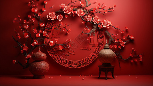 中国风的红色背景图片