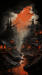 古风的中国街道背景图片
