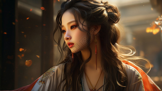 温柔的中国女孩背景图片