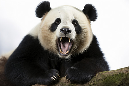 树干上的熊猫背景图片