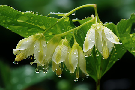 雨后白色的所罗门花高清图片