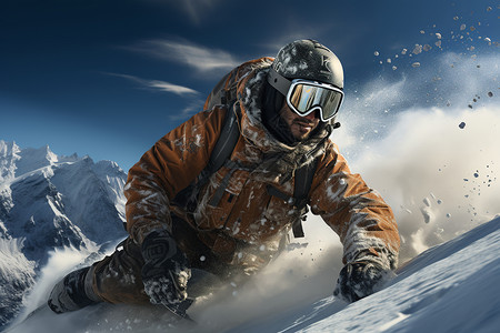 冬季的雪山滑雪者图片