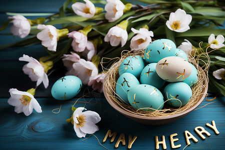 复活节精致的彩蛋背景图片