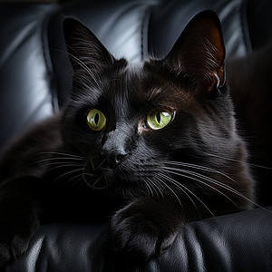 漂亮的黑猫背景图片