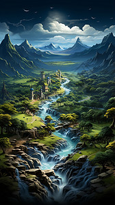 森林的河流背景图片