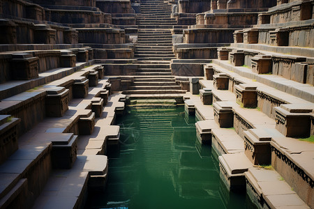 印度的水梯背景图片