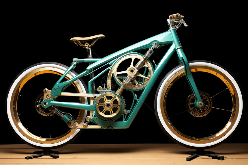 一辆绿色的自行车图片