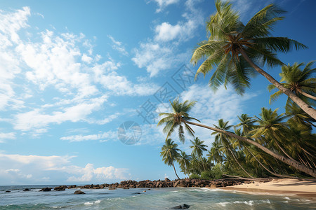 棕榈树下的沙滩图片