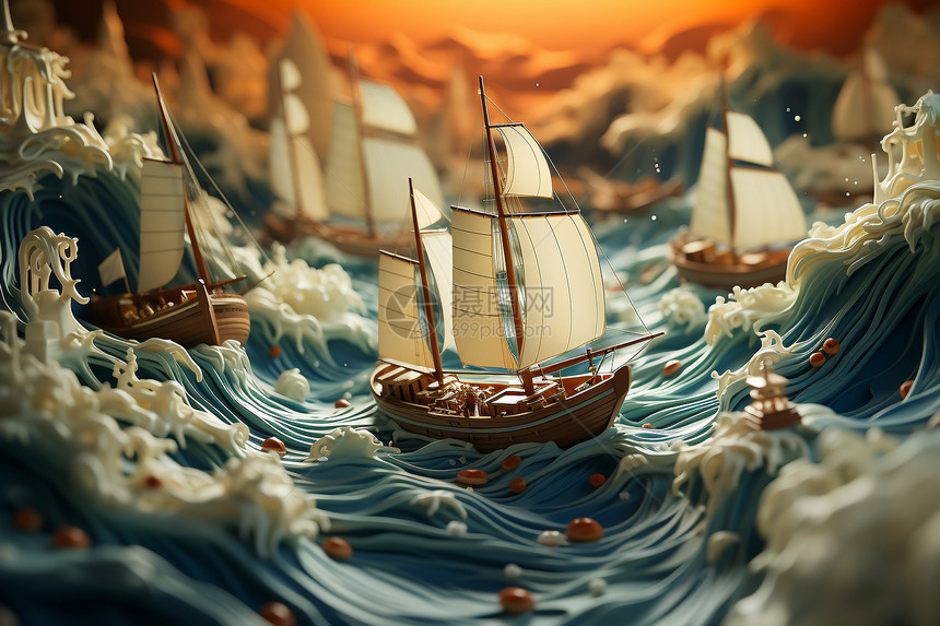 帆船比赛的插图图片