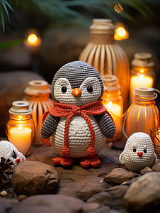 纺织编制的企鹅玩具高清图片