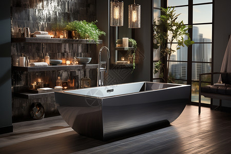 现代的浴缸配件背景图片
