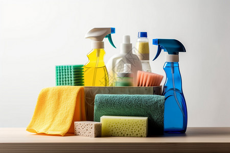 家务的清洁工具背景图片