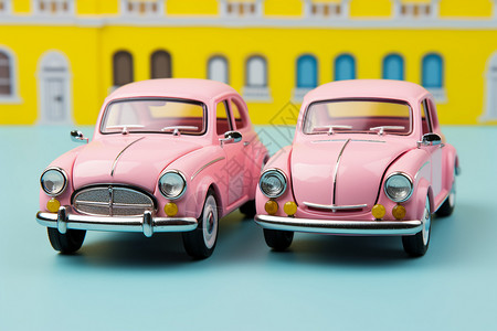 两辆粉色的玩具车图片