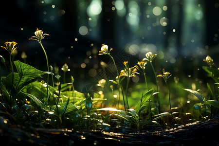 森林的花束与水滴图片