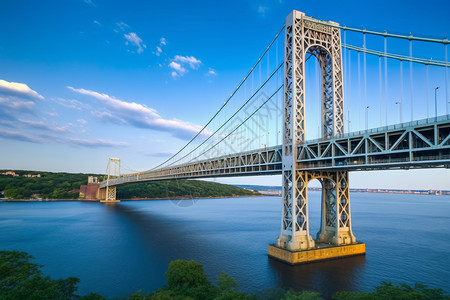 纽约哈德逊河的大桥背景