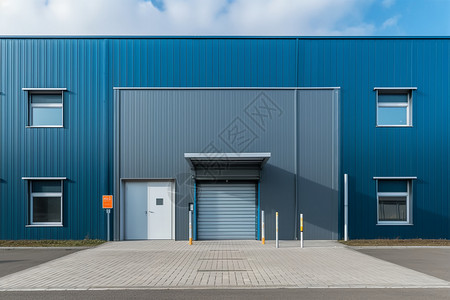 工厂大门素材蓝色的工厂建筑背景