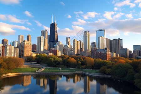 芝加哥的摩天大楼图片